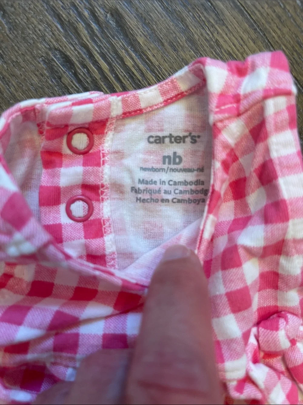 Carter's Pink and White Gingham Baby Romper